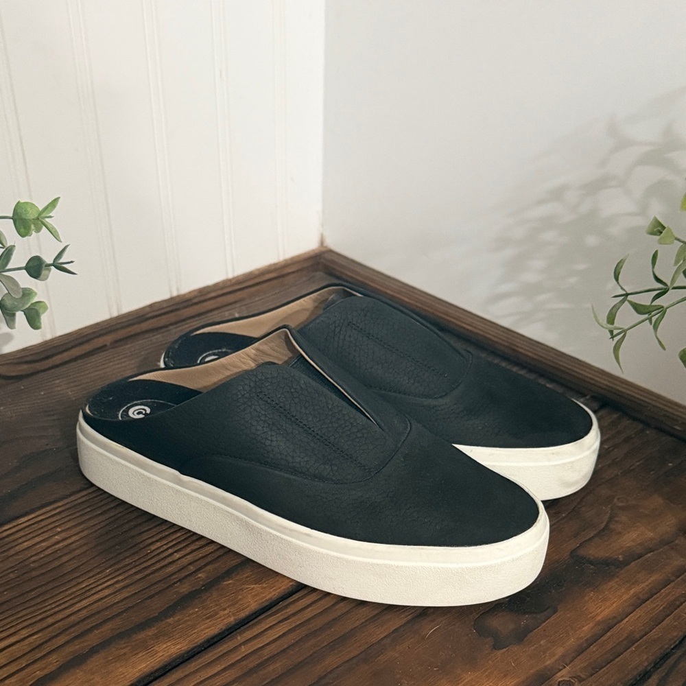 Like NEW Corso Como Trena Black Leather Slip On Mule Sneakers/Casual Platform
